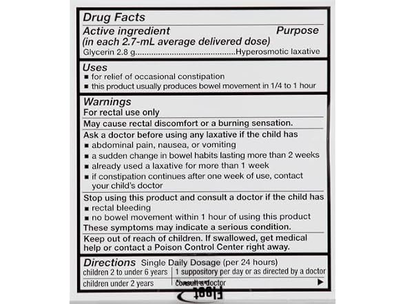 Fleet Pedia Lax Glycerin Supplements 6ct