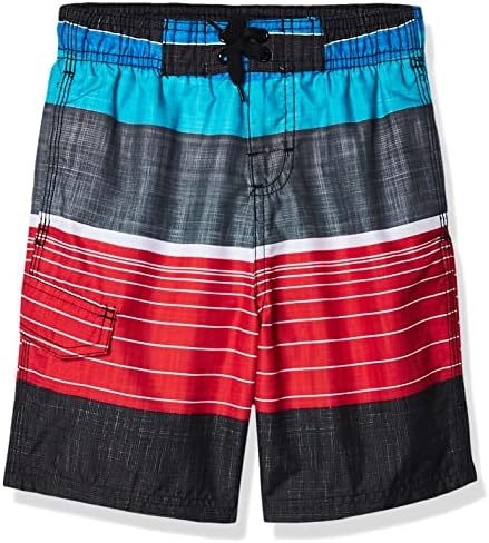 Kanu Surf Boys Quick Dry UPF 50+ Beach Swim Trunk, Viper Black/Red, 4T