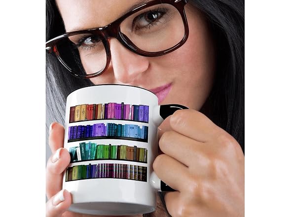 3dRose Colorful bookshelf books Mug