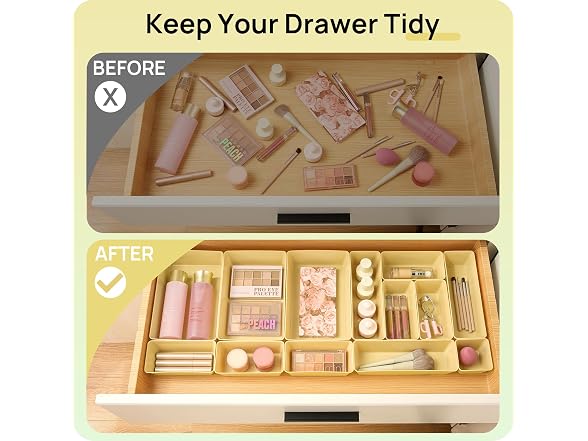 Vtopmart Beige 25 PCS Plastic Drawer Organizer