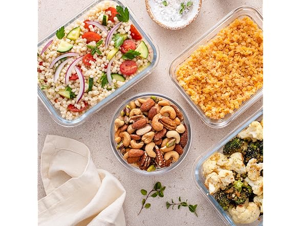 Freshware Glass Storage Containers with Lids, 24 Pieces,Grey