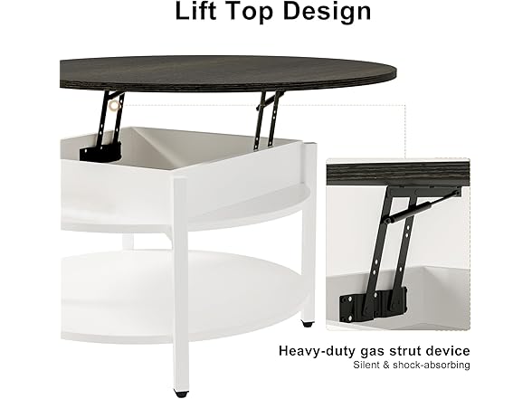 FABATO Round Lift Top Coffee Table for Living Room