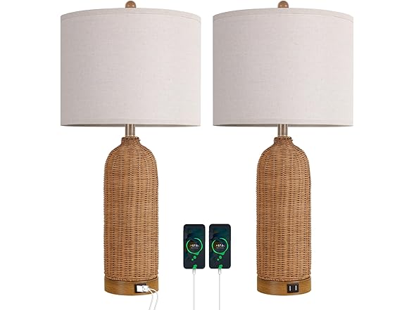 AUZONIMICS Table Lamps with 2 USB Ports