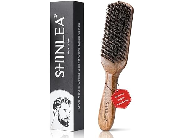Boar Bristle Hair Brush for Men, Beard