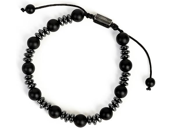 NVR GVN Mens Beaded Bracelet Black Onyx