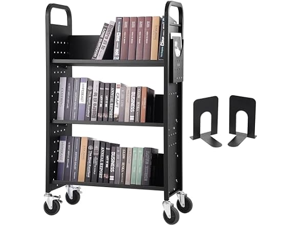 Book Cart, 330 lbs Library Cart, 31.1" x 15.2"