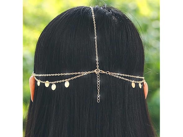 Urieo Gold Headpiece, Sequin Head Chain