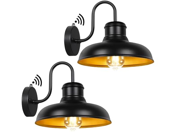 TOBUSA 2-Pack 11.5'' Black & Golden Wall Sconce