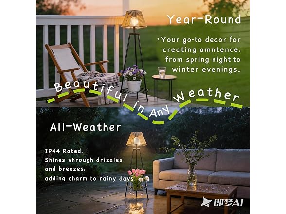 DJGIFI Solar Floor Lamp Plant Shelf