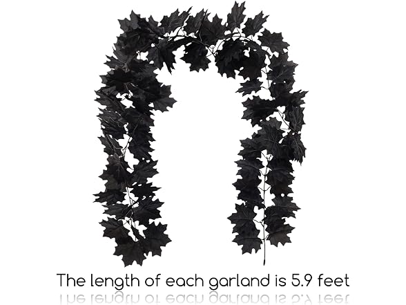 Hananona 2 Pcs Artificial Black Flowers Maple Garlands