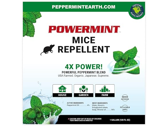 Powermint 1 Gallon Peppermint Oil Mice Repellent Spray 2-Pack