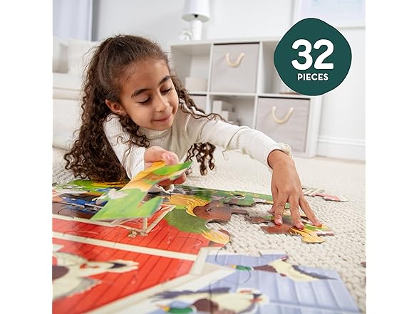 Melissa & Doug Busy Barn Shaped Jumbo Floor Puzzle, 32-Piece