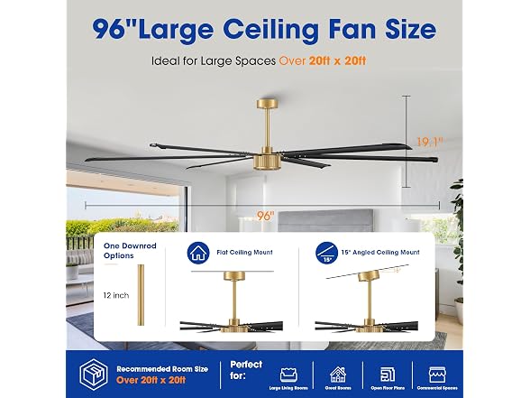 Parrot Uncle 96 Inch Industrial Ceiling Fan
