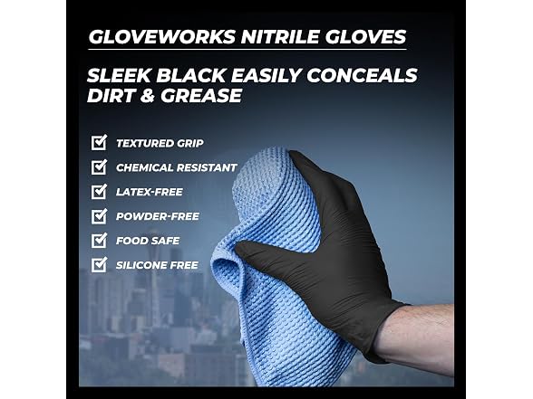 GLOVEWORKS Nitrile Gloves 5 mil Black Small 100ct