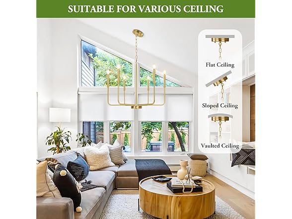 6-Light Gold Chandelier, Farmhouse E12 Candle Chandelier