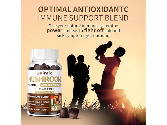 BEIMIC Mushroom Gummies w/Lions Mane, 120ct