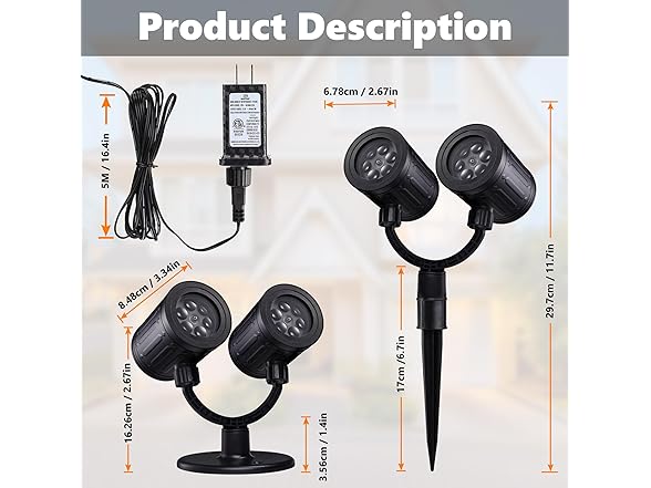 Toodour B0GHN4PYH3 Double Head Projector Lights