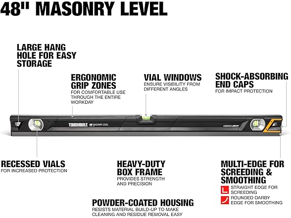 ToughBuilt TB-H2-L-48S 48" Masonry Level - Clamshell