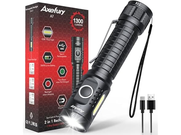 axefury Flashlight, Rechargeable Magnet