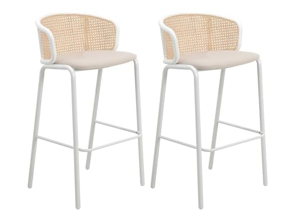 Leisuremod Ervilla Bar Stools w/White Steel