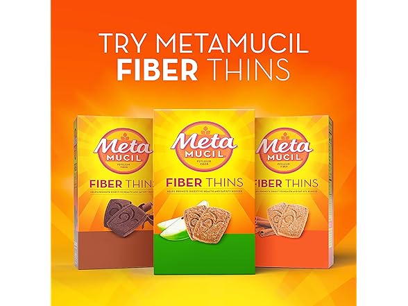 Metamucil Fiber Thins, Psyllium Husk Fiber Supplement, Digestive Health Support and Satisfy Hunger, Chocolate Flavored, 12 Servings - Gallery 8