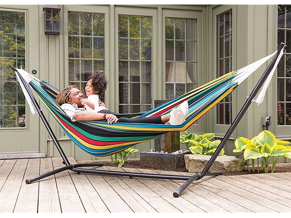 Vivere Double Cotton Hammock with Stand