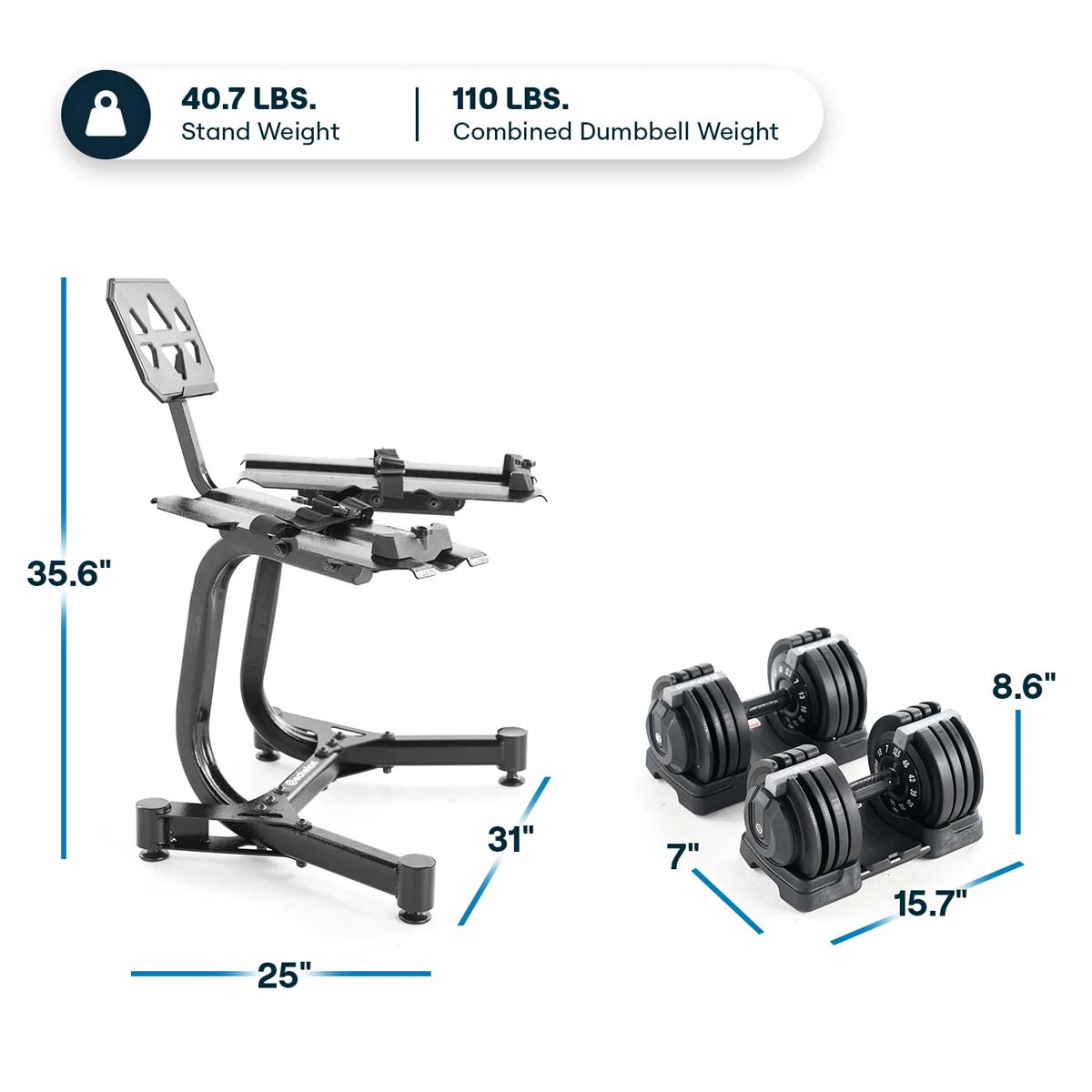 Echelon Strength Adjustable Dumbbells with Stand - Gallery 16
