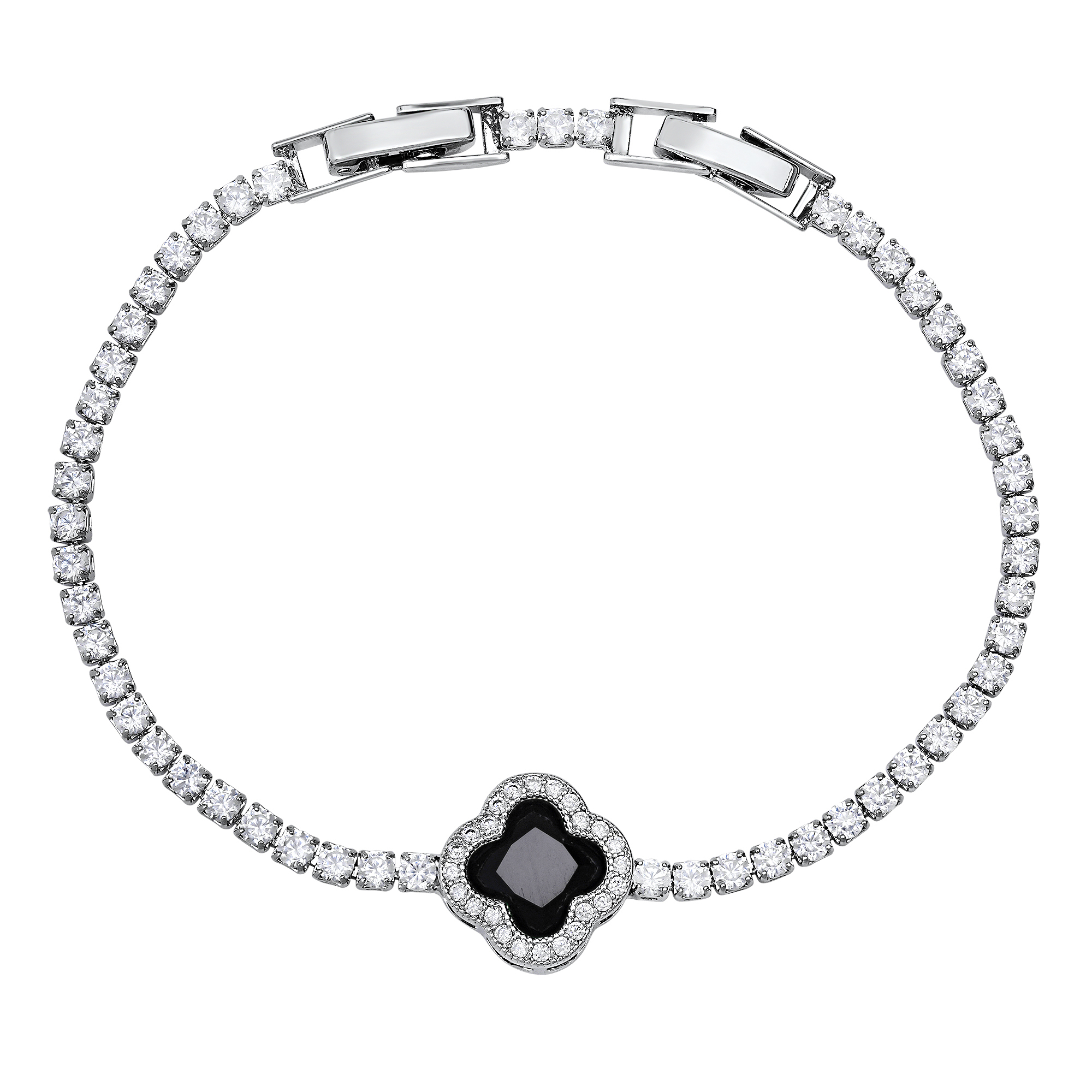 CZ Stone Square Charm Bracelet - Gallery 6