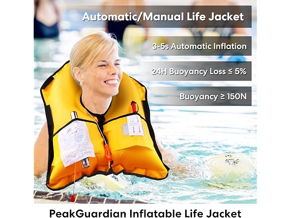 PeakGuardian Life Jackets for Adults, Red