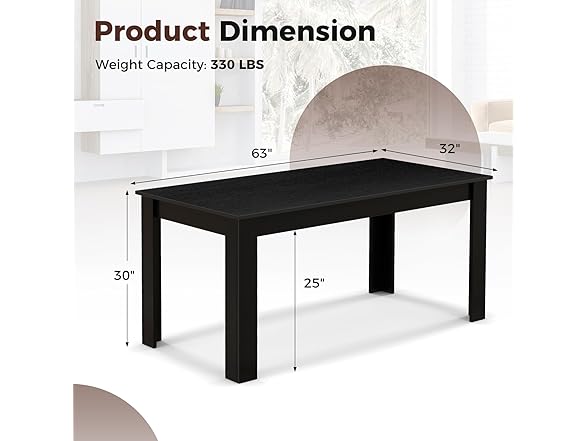 LDAILY Moccha Wood Dining Table for 4-6