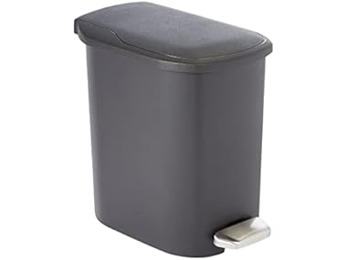 $12.99 Amazon Basics Compact Plastic Bathroom Trash dealfomo