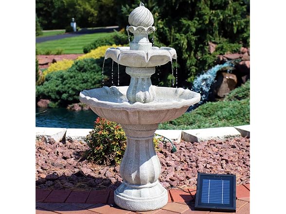 Sunnydaze 35" White 2-Tier Solar Fountain