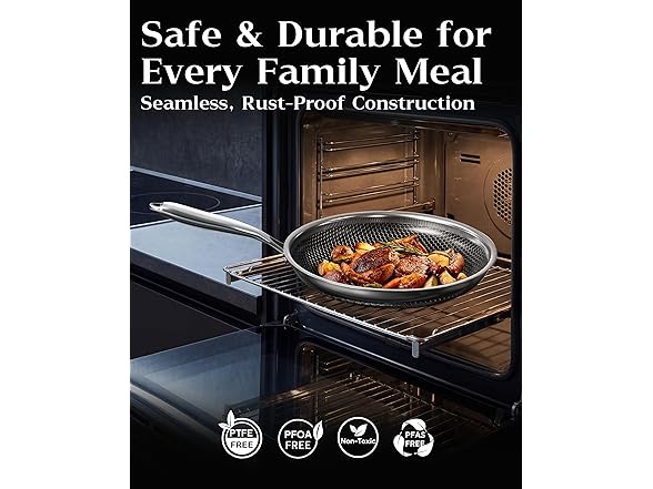 XBM Honeycomb Stainless Steel Frying Pan