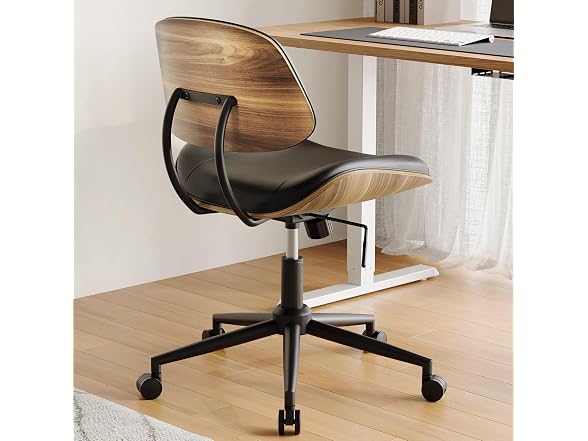 Armless Office Chair with Wheels, PU