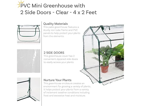 Sunnydaze Decor HB-876 4x2 Foot Mini Greenhouse Clear