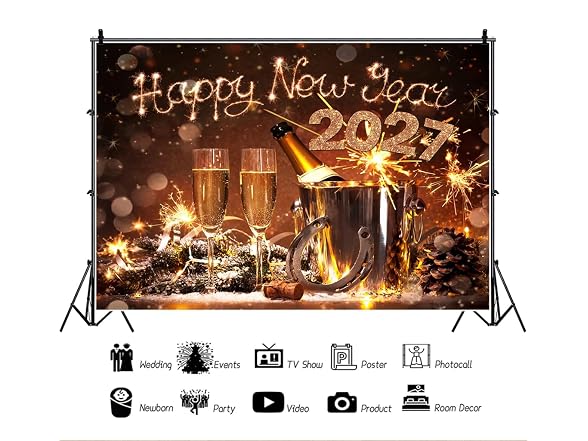DORCEV 10x8ft Happy New Year 2027