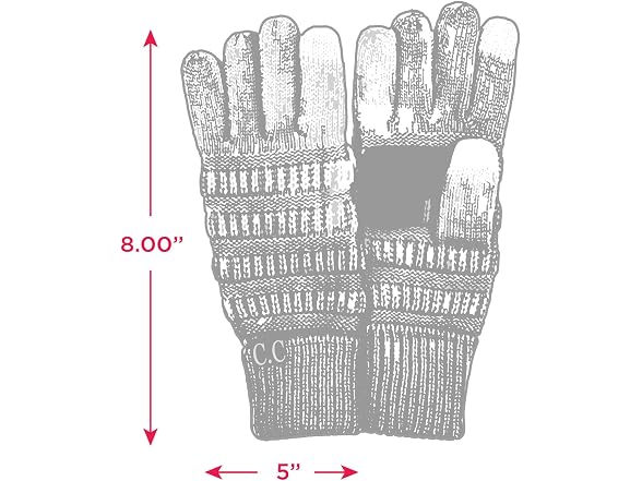 C.C Women Solid Ribbed Glove Smart Tips Beige