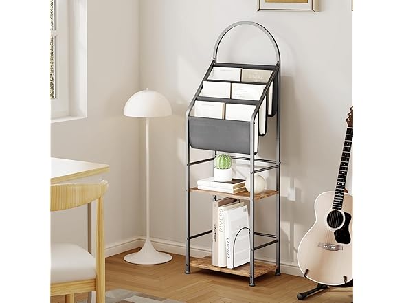 Leadpro Bookshelf with 3 Tier Vinyl Holder