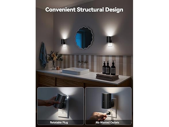 Brightown 2 Pack Black Night Lights Plug