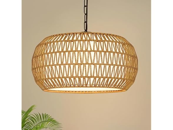 19" Rattan Chandeliers for Dining Room, Boho