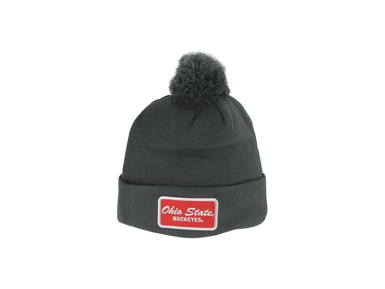 ZHATS Standard NCAA Officially Licensed Pom Beanie Patch Brick Charcoal, Grey, One Size