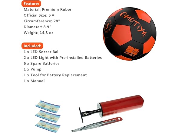 OMOTIYA LED Light Up Soccer Ball