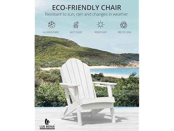 LUE BONA Set of 2 White Adirondack Chairs