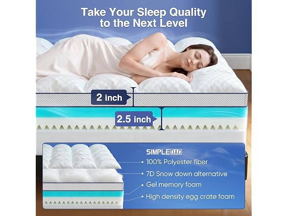 Full Mattress Topper, Memory Foam