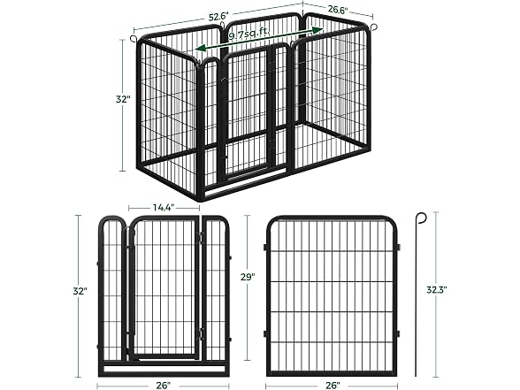 Topeakmart Dog Playpen Indoor 32" 6 Panel