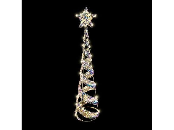 36" Tall Iridescent Ribbon Wrapped Spiral Christmas Tree