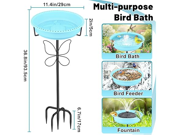 YOADEHOA Bird Bath & Feeder Garden