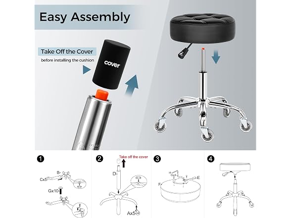 Rolling Stool with Wheels, Adjustable