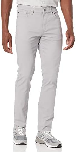 Amazon Essentials Men's Slim-Fit Pants, 5-Pocket Stretch Twill Design, Light Grey, 28W x 28L
