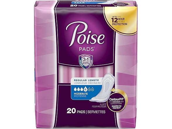 Poise Moderate Absorbency Pads, Regular Length